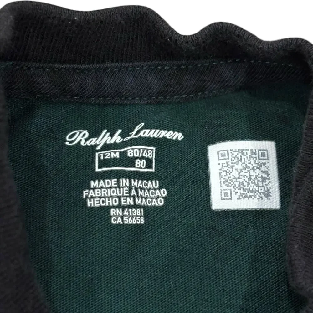 Polo Ralph Lauren Baby Black Watch Tartan Plaid Polo Bear Cotton Tee 12 Months